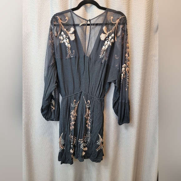 Free People Bonjour Black Embroidered Dress Size S - Picture 3 of 7